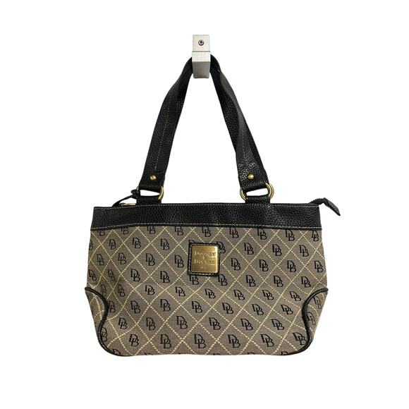 DOONEY & Bourke Vintage Signature Logo Canvas Quilt Hobo Leather Handbag - Picture 1 of 11
